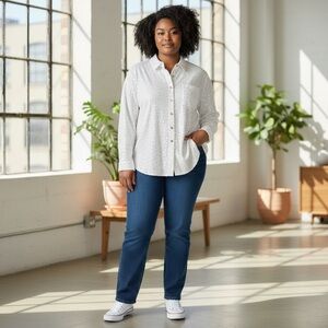 Pilcro Women's Ivory Sequined Button Down Shirt